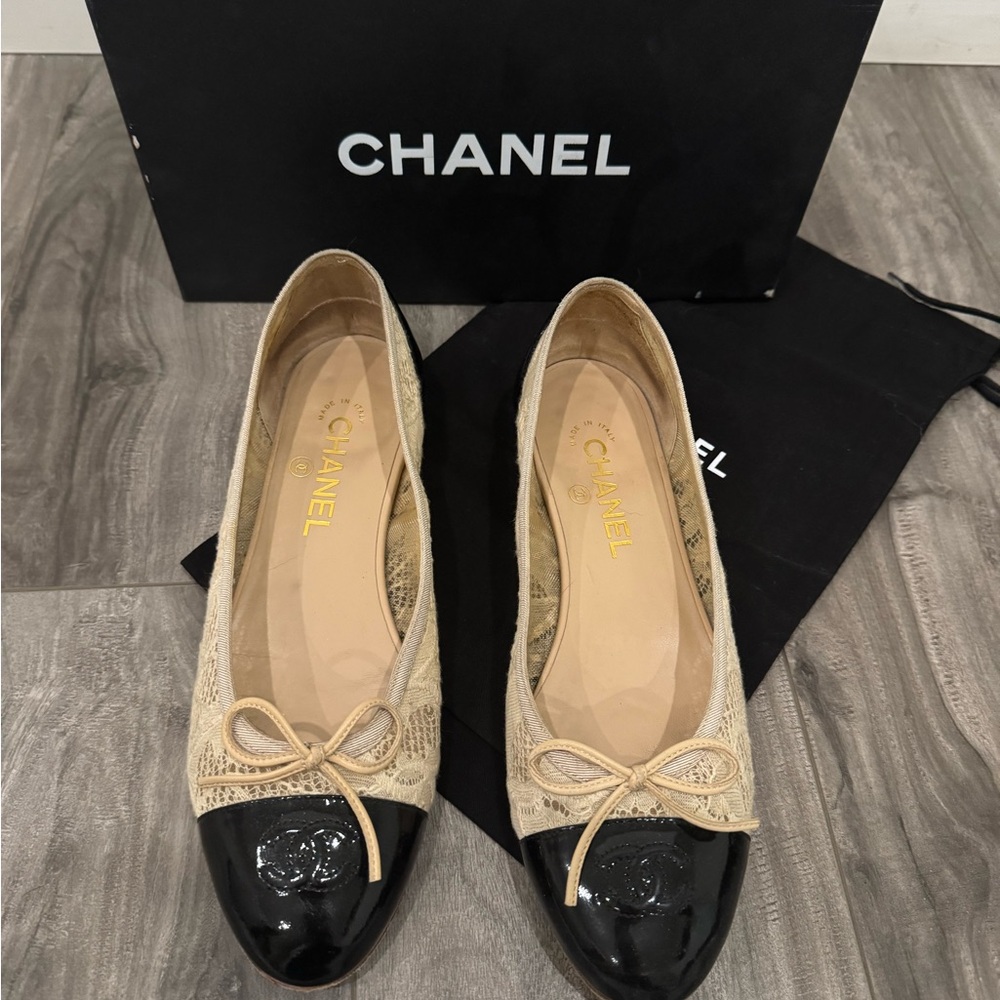 Chanel Beige and Black Women's Shoes